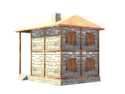 medieval house low poly village town residential house  69 Low-poly 3D model