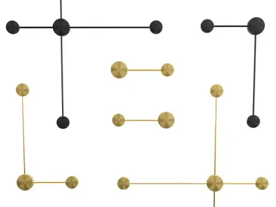 Satellite wall hooks - gold 3D model