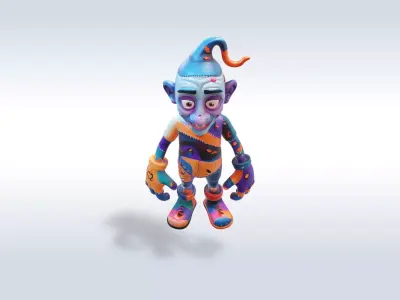 Colorful Monster Halloween Character 3D model