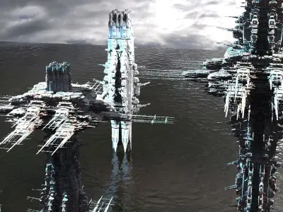 Moon base Station 5 models 3D model