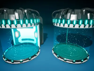 SciFi Lab cryo capsules and chambers Low-poly 3D model