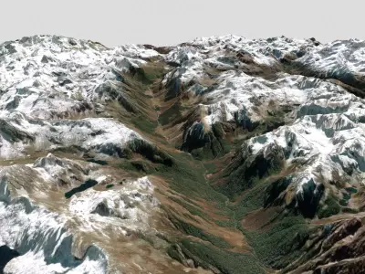 Mountain landscape Khakaborazi National Park 3D model