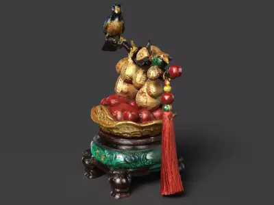 Chinese Golden Peanut Pot  figure Low-poly 3D model