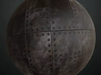 Black Rusty Riveted Metal Plate PBR Seamless Texture