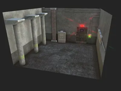 Prison Security Room - Backdrop Scene Low Poly - Full Perm Low-poly 3D model