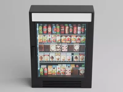 Glass Door Refrigerator Free low-poly 3D model