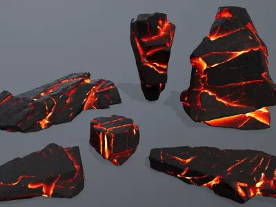 Lava Rock Set Low-poly 3D model