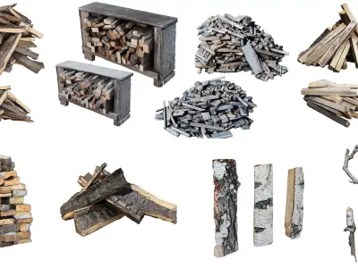 Ultra realistic Firewood HQ 3D Model Pack
