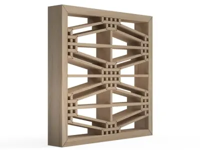 Futeashokko art deco window frame with geometric design 3D print model