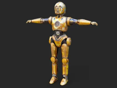 Robot C4po Low-poly 3D model