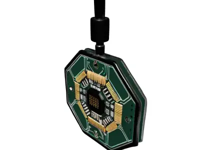 Octagonal Circuit Board Electronic Module Low-poly 3D model