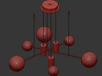 THE251 gold chandelier with balls hanging from it 3D model