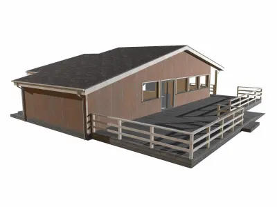 roadside cafe Low-poly 3D model