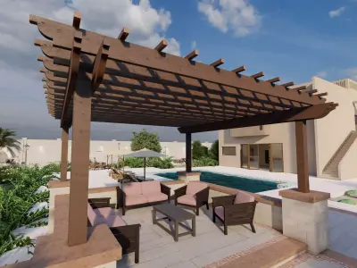 SKP and LUMION- Contemporary Villa with landscape 3D model