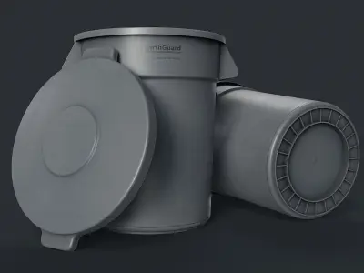 Street Trash Can 39 PBR Game Ready Low-poly 3D model
