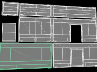  Wall fence - modular Sci fi  Low-poly 3D model
