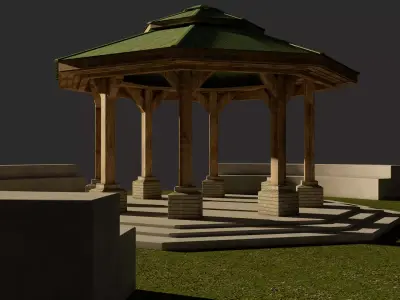 Park Bench and Sunsetshade Set 3D model