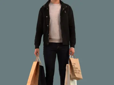 Set of 3D men shopping 3D model