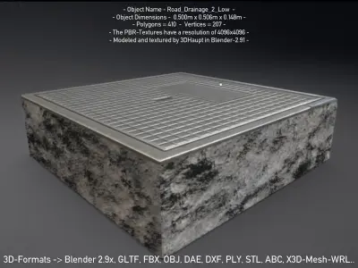 Road Drainage 2 Low Poly Version Low-poly 3D model