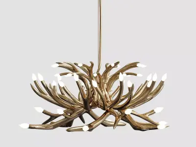 Superordinate Antlers chandelier 24 antlers gold von Roll Hill 3D model