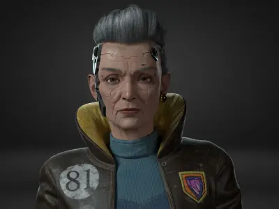 CyberPunk Woman Low-poly 3D model