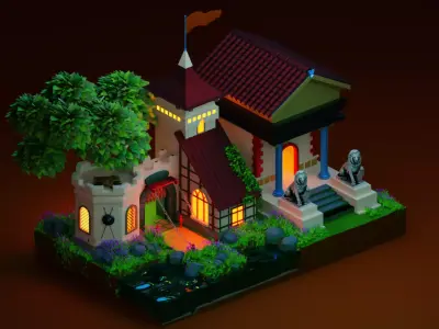 Lowpoly Castle 3D model
