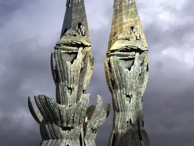 Ancient Alien Flower Temple Ruins Towers  3D model