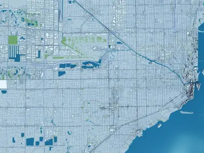 Miami with terrain 3D model