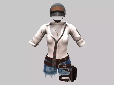 Futuristic Sci-Fi Helmet Shirt Shorts Necklace Full Outfit Low-poly 3D model