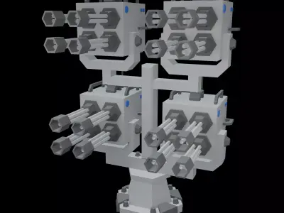 Tower Defence Mechanical v7 001 Low-poly 3D model