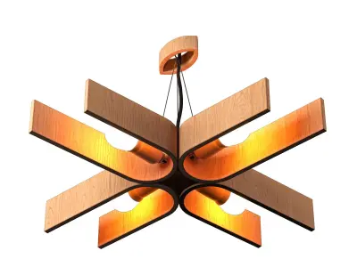 Hanging lamp with natural wood 3D model