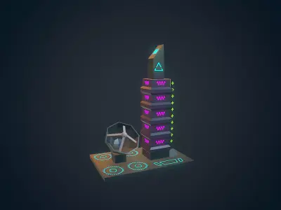 Sci-fi Building - 04 Low-poly 3D model