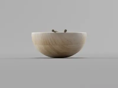 Wooden bowl with chopsticks Free 3D model