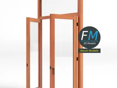 Double window with transom 3D model