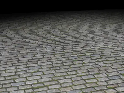 Cobblestone road with bricks Low-poly 3D model