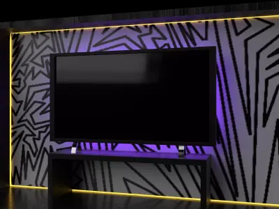 television tv stand with led lights Free 3D model