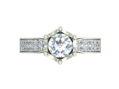 Light Weight White Gold Diamond Ring  -VJR26 3D print model