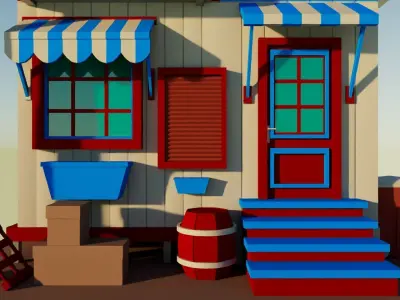Low Poly House Low-poly 3D model get