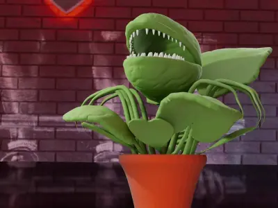carnivorous plant with teeth - rigged 3D model