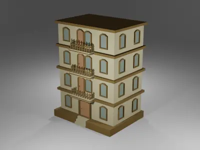 Low Poly Building Low-poly 3D model 3