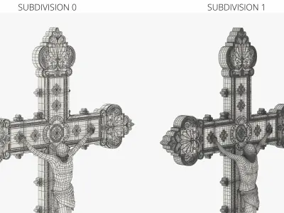  Antique Religious Desk Crucifix Jesus Bronze with Silver 