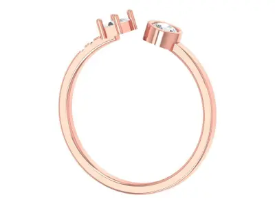 Solitaire Women Light Weight Baguette Round Stone Band Ring 3D print model