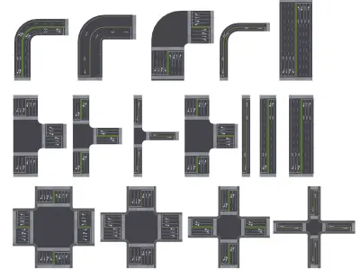 Parking Lot Scene with Low-poly 3D model