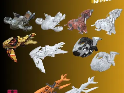 Flying Fantasy Motorcycles Pack of 15 STL Files 3D print model