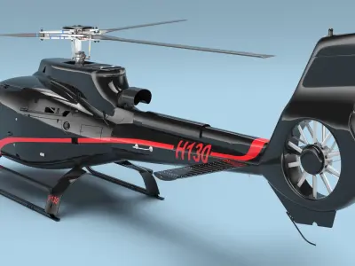  H130 Fenestron Tail Rotor Helicopter Black Simplified 