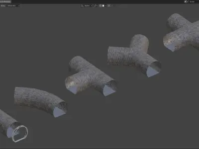 Tunnels - Modular segments Low-poly 3D model