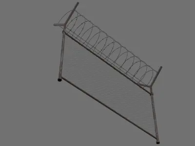 Barbed Wire Fence 1B Low-poly 3D model