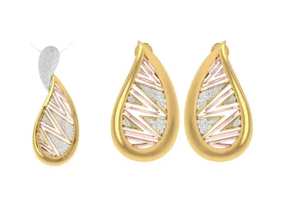 Women Pendant Earring Sets 3dm STL OBJ FBX Renders Details 3D print model 15