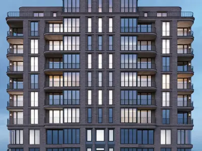 Brick residential building 3D model