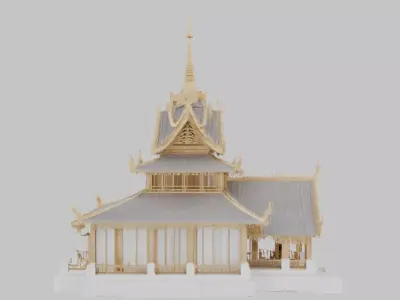 Traditional Asian Temple Low-poly 3D model